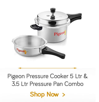 Pigeon Pressure Cooker 5 Ltr & 3.5 Ltr Pressure Pan Combo