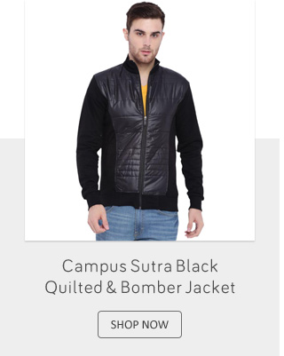 Campus Sutra Black Quilted & Bomber Jacket