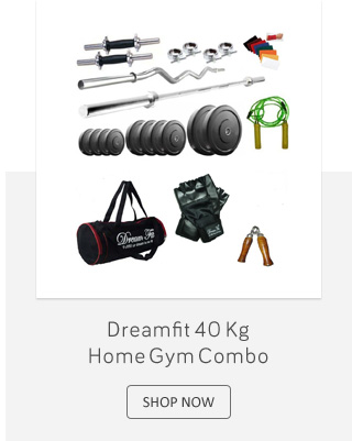 Dreamfit 40 Kg Home Gym Combo with Straight and Curl Rods, Dumbbell Rods, Gloves, Hand Grip, Skipping Rope and 4 Locks