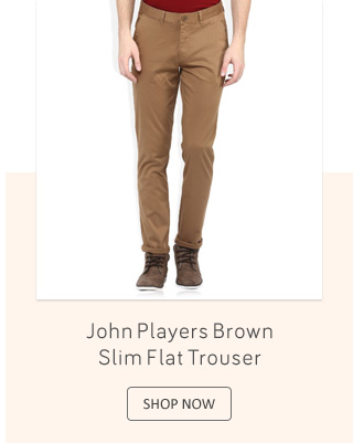 John Players Brown Slim Flat Trouser