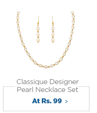 Classique Designer Jewellery White & Gold Pearl Necklace Set