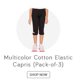 Ocean Race Multicolor Cotton Elastic Capris - Pack of 3