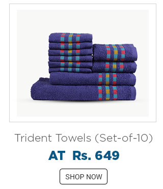 Trident Set of 10 Cotton Towels - Blue