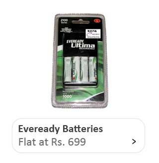 Eveready Ultima Rechargeable Nimh 2100 Mah 4 Pc batteries with AA-AAA charger for Camera