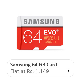 Samsung 64 GB UHS-I 80MB/s Class 10 Evo Plus Micro SDXC Card (with SD Adapter)