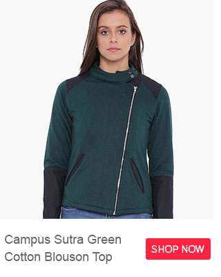 Campus Sutra Green Cotton Blouson