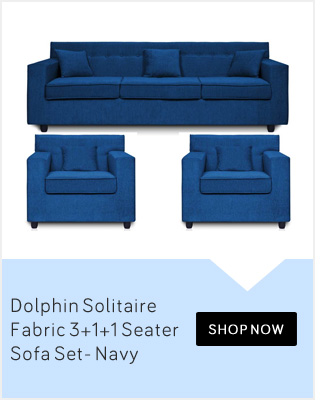Dolphin Solitaire Fabric 3+1+1 Seater Sofa Set- Navy