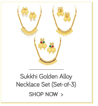 Sukkhi Golden Alloy Necklace Set for Women - Set of 3