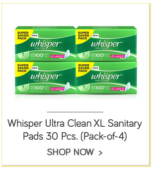 Whisper Ultra Clean XL Wings Sanitary Pads 30 Pcs - Pack of 4