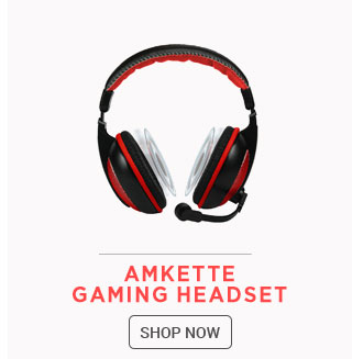 Amkette Boomer Stereo Sound Gaming Headset For PC / Mute Controller, Boom Microphone & Headset using 40mm Neodymium driver - (Red)