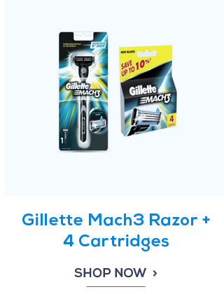Gillette Mach3 Razor + 4 Cartridges (Save Rs 136)
