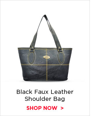 Black Faux Leather Shoulder Bag