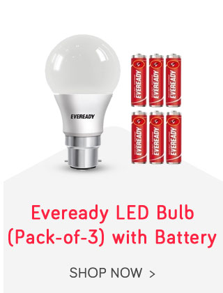 Eveready 9W-100 Lumens Pack of 3 LED Bulb With Free Battery