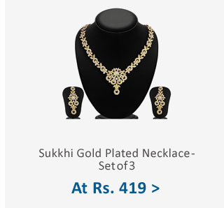 Sukkhi Zinc Gold Plated Australian Diamond Golden Necklace Set of 3