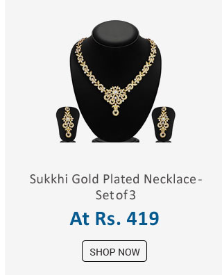 Sukkhi Zinc Gold Plated Australian Diamond Golden Necklace Set of 3