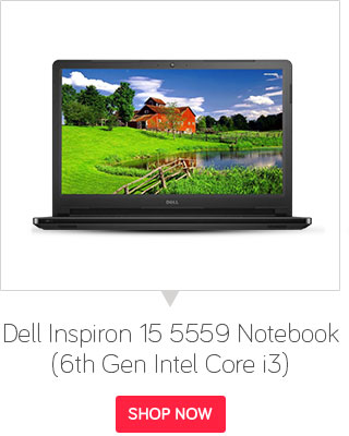 Dell Inspiron 15 5559 Notebook (6th Gen Intel Core i3- 4GB RAM- 1TB HDD- 39.62cm(15.6)- DOS) (Matte Black)