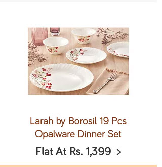 Larah by Borosil 19 Pcs Opalware Dinner Set
