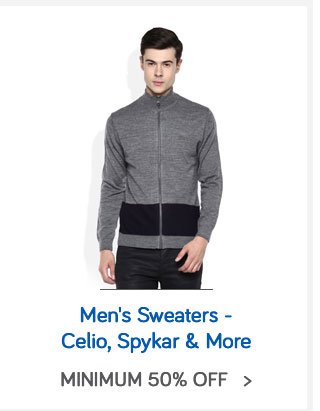 Men's Sweaters- Min.50% Off- Celio | Spykar & more