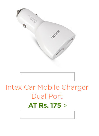 Intex Car Mobile Charger, Dual Port, Fast Charging @ 175