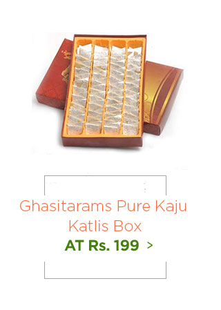 Ghasitarams Pure Kaju Katlis Box 200 gms With Rakhi @ 199