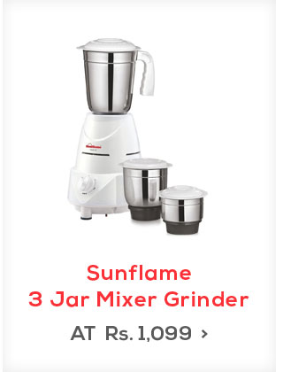 Sunflame Mixer Grinder Jars Type - 3 Stainless Steel Jars