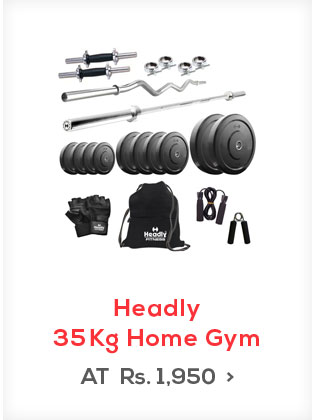 Headly 35 Kg Home Gym, 2 Dumbbell, 1 Straight & 1 Curl Rods, Gym Bag, Skipping rope, Pair of Gloves and a Hand Grip