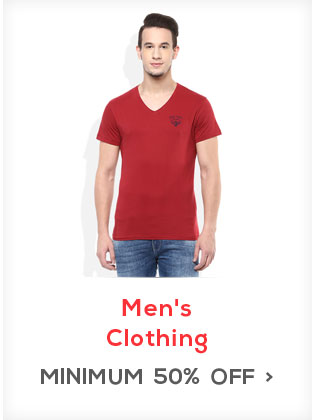 Minimum 50% off on Clothing - Celio, Spykar, Wrangler