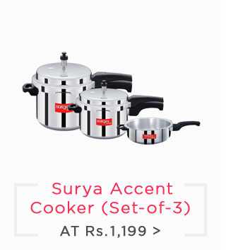 Surya Accent - ISI - Aluminium Pressure Cooker (Set Of 3)