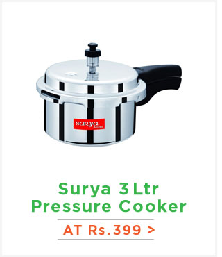 Surya Accent 3 Ltr Aluminium Pressure Cooker (ISI approved)