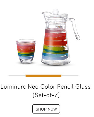 Luminarc Neo Color Pencil Glass Drink Set, 7-Pieces, Multicolour