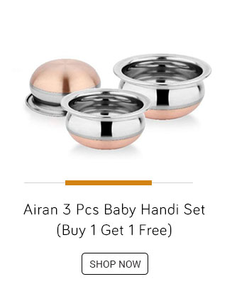 Airan 3 Pcs Baby Handi Set Copper Bottom (Buy 1 Get 1 Free)