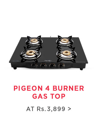 Pigeon Brass Black 3 Burner Glass Top - Flat Rs. 3899