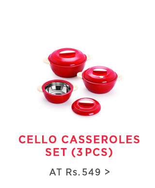Cello Red Elegant Casseroles Set (3 pcs) - Flat Rs.  549