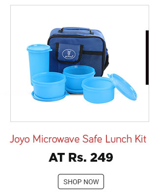 Joyo Blue Virgin Plastic Microwave Safe Smart Lunch Kit (Blue)