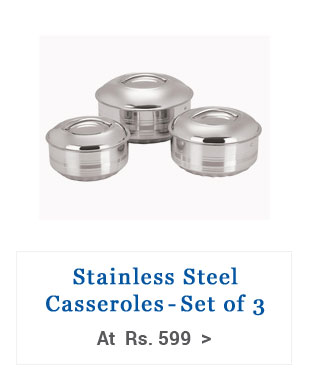NanoNine 3 Pcs Stainless Steel Casseroles Set