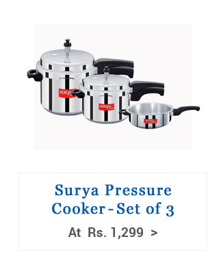Surya Accent - ISI - Aluminium Pressure Cooker (Set Of 3)