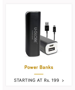 "Power on the Go!  Starting At Rs. 149  1800 mAh to 20000 mAh"