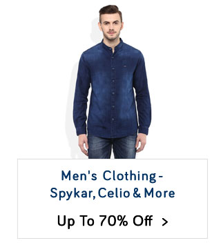 "Men's Clothing - Upto 70% Off   Spykar | Celio & More"