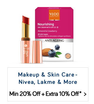 "Makeup & Skin Care (Nivea, Lakme & more)    Min 20% off + Extra 10% off *   (* Shop for 799)"	