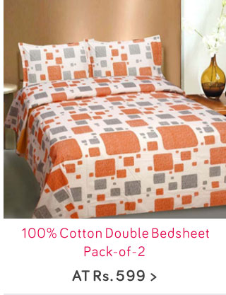 Pack of 2 - 100% Cotton Double Bedsheet @ Flat 499