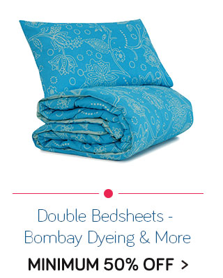 Double Bedsheets - Bombay Dyeing, Raymond, Spaces & more - Min.50% Off