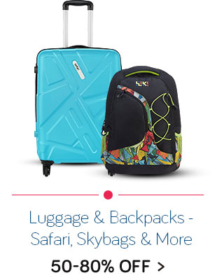 Luggage, Backpacks, Travel Duffels & more | Flat 50-80% Off | Safari, American Tourister, Skybags & more