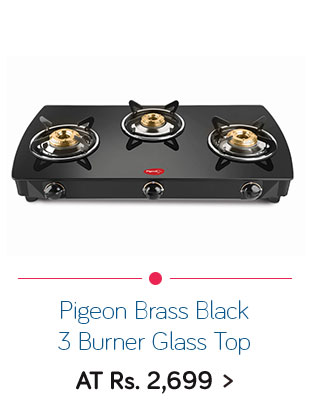Pigeon Brass Black 3 Burner Glass Top