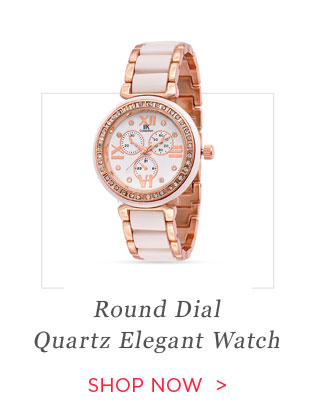 Iik Collection Round Dial and White Chain Quartz Elegant Watch