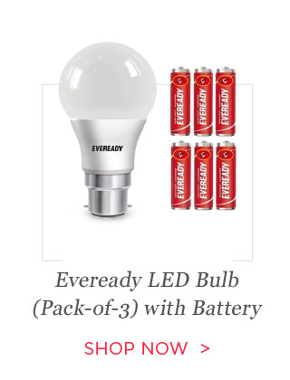 Eveready 9W-100 Lumens Pack of 3 LED Bulb With Free Battery