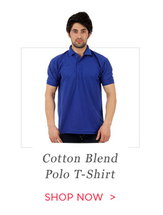 Finix Blue Cotton Blend Polo T Shirt