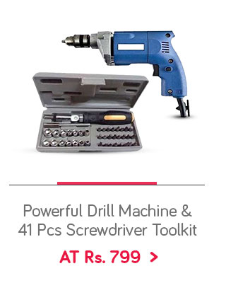 Powerful 10mm Drill Machine With 41 Pcs Screwdriver Toolkit
