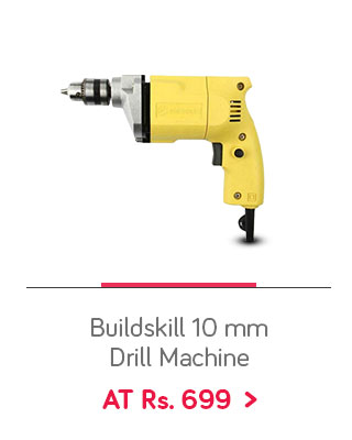 Buildskill 10 mm Drill Machine with 6 HSS + 4 Masonary Drill Bits
