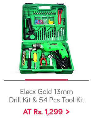 Elecx Gold 13mm Drill Kit with 54 pcs Tool kit