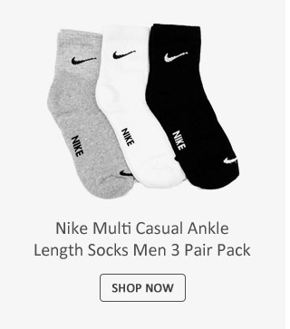 Nike Multi Casual Ankle Length Socks Men 3 Pair Pack